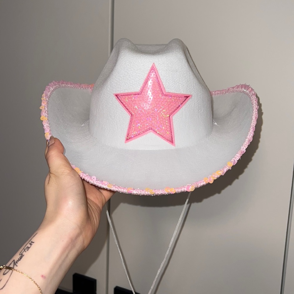 White and Pink Cowboy Hat